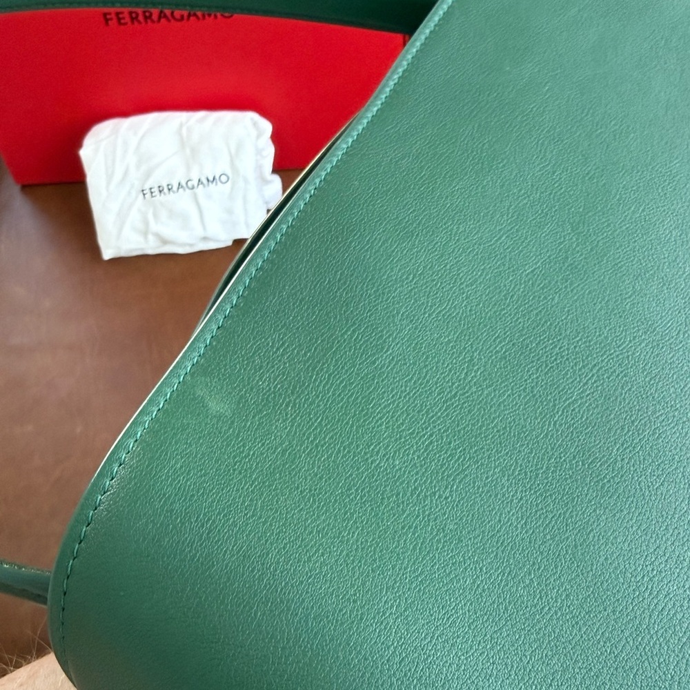 Ferragamo Forest Green Soft Hug Leather Top-Handle Bag - Picture 7 of 16